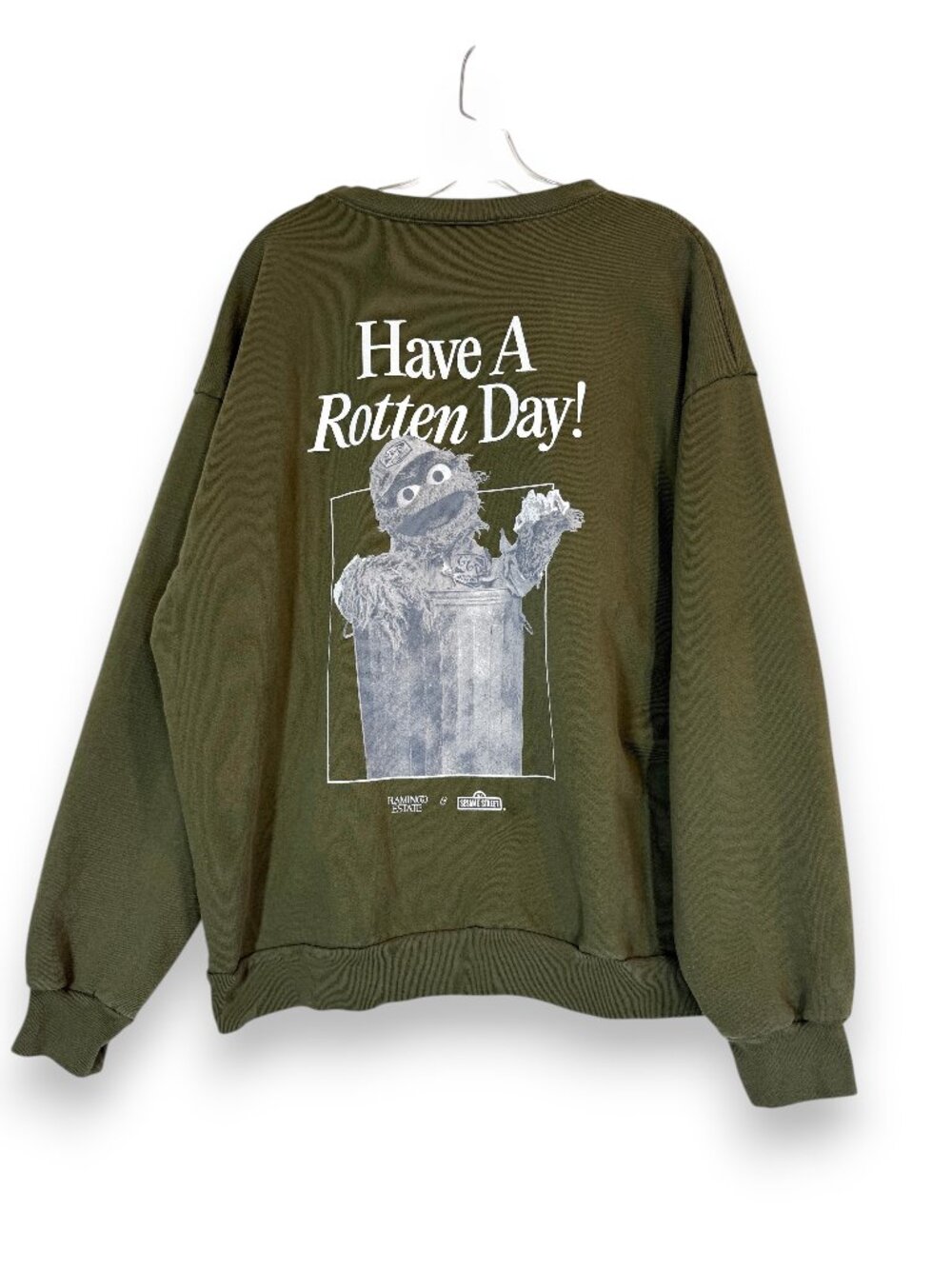 Flamingo Estate x Sesame Street Oscar the Grouch Crewneck Sweatshirt Large Green